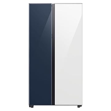 Geladeira Samsung Bespoke Side by Side com Porta de Abertura Automática 590L Cor Clean Navy e Clean White 127V