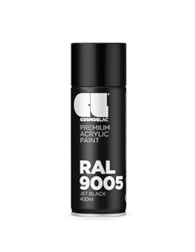 Cosmos LAC Acrylic Paint Spray Can in Many RAL Colours, 400 ml Spray Can Perfect for DIY, Upcycling and Other Painting Work RAL 9005 MATTE BLACK N304