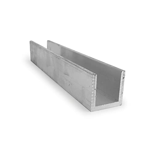 6063 Aluminum Channel, Unpolished (Mill) Finish, Ams-Qq-A 200/9, Astm B221, 0.75" Base Width, 0.75" Legs, 0.125" Thickness, 48" Length, Onlinemetals #TOP1