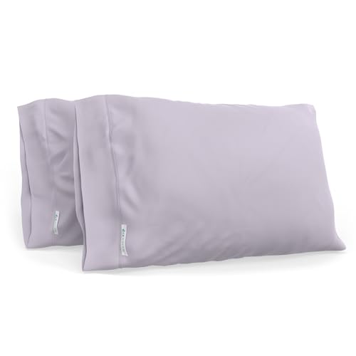 Image of QuickZip Percale Pillowcase King Size (20 inch X 39 inch), Set of 2, 100% Cotton Pillow Covers with Envelope Closure, Lavender