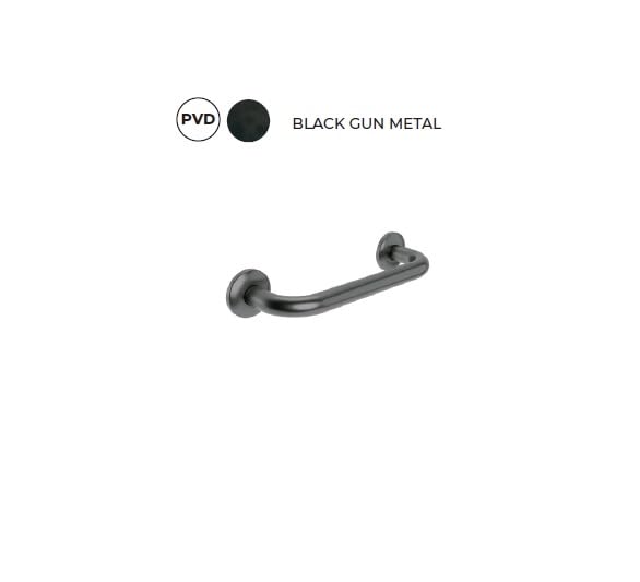 Mice - Asa de Ducha de Acero Inoxidable - Doble Fijación Pegado/Atornillado - Antideslizante de baño - Asa de seguiridad - Agarrador de ducha - Agarraderas Baño Para Mayores (Black Gun Metal)