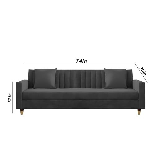 Image of Casaliving Garcia 3 Seater Sofa Set for Living Room (Black Colour) Premium Fabric Sofa