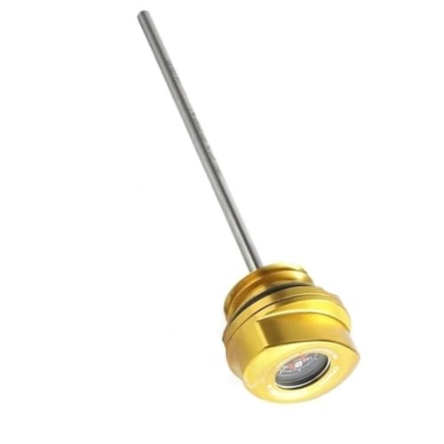 バイク アクセサリー油温度ディップスティック エンジン油ディップスティック タンク キャップ温度ゲージ付き マグネット式オイルゲージ(Yellow)