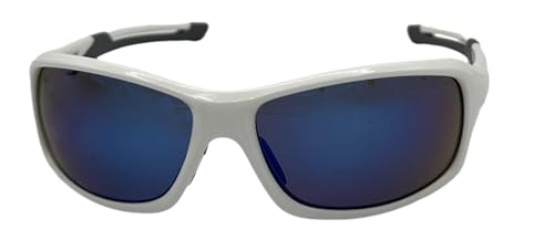 Timberland Sunglass Mens White Plastic Wrap, Blue Lens TB7275. 21B2