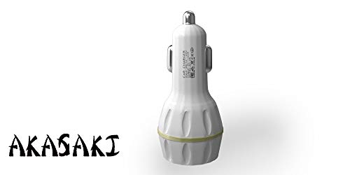 Image of Akasaki AC-26 Dual Port Car Charger with Data Cable (White)