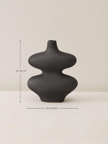 Image of PUREZENTO Moonlight Vase Black and White Set of 3 Matte Finish Ceramic Designer Flower Vase for Home Decor Centre Table Room Side Corner
