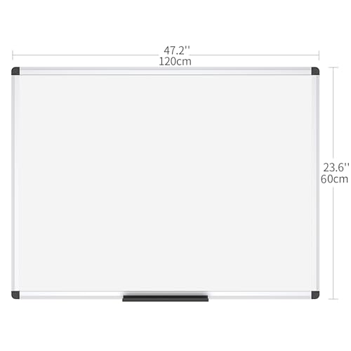 Image of VIZ-PRO Magnetic Dry Erase Board, 48 X 24 Inches, Silver Aluminium Frame