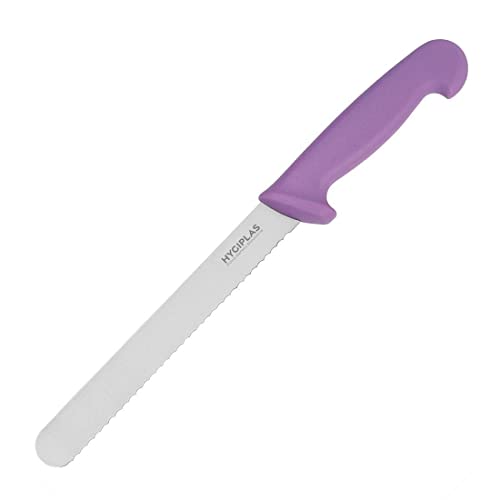 Hygiplas Bread Knife 20 cm/8 inch, Purple - Colour Coded for Allergenic Foods, Stainless Steel, Nylon Handle, Dishwasher Safe, FP731