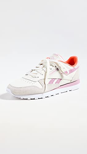 Image of Reebok Women's Classic Leather Sneakers, Chalk /Infused Lilac /White, 10 Medium US