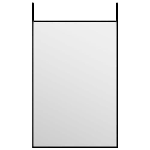 vidaXL Espejo de Puerta Pared Colgante Vestidor Maquillaje Tocador Rectangular Pie Interior Decorativo Salón Pasillo Cristal y Aluminio Negro