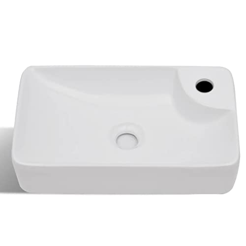 Lavabo de cerámica blanco Mangloder 44x25 cm para baños pequeños 4