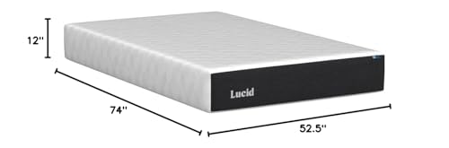 LUCID 12 Inch Memory Foam Mattress - Plush Feel - Memory Foam Infused with Bamboo Charcoal - Gel Infusions - CertiPUR-US Certified - Breathable - FullFull Size