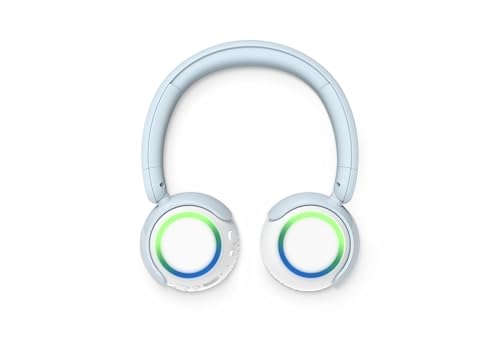 Image of Philips K4200 Lightweight On-Ear Wireless Kids Headphones - Built-in Mic, LED Lights, Safe Volume Limited, Audio Sharing, Foldable & Durable, Blue