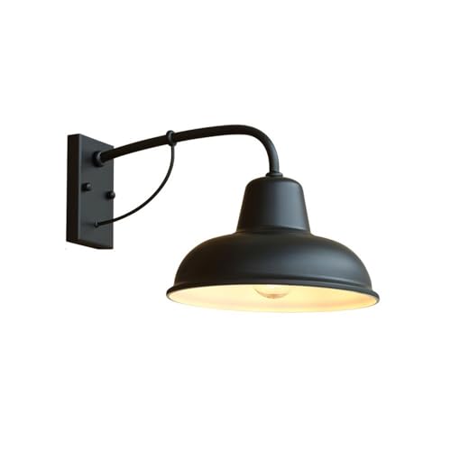 LYOUAE Aplique de Pared Exterior Vintage Lámpara de Pared Exterior de Cuello de Cisne Estilo Granja, Color Negro Mate, for Puerta de Entrada, Garaje y jardín.(Black)