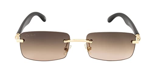 Image of Ted Smith Men's Women's UV Protection Brown Pink Graded Lens Gold Rectangular Sunglasses