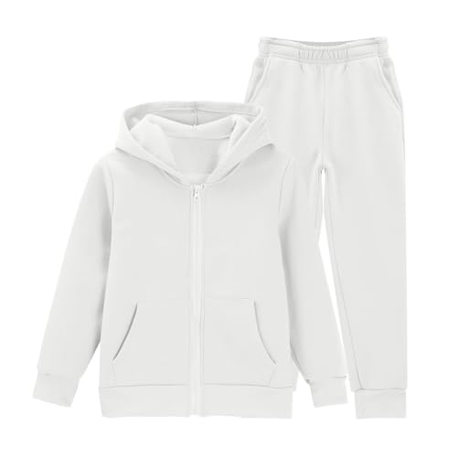 Girls Athletic Sweatsuit 2 Pieces Sweatshirts and Jogger Pant Long Sleeve Zip Up Pockets Jacket Sweatpants Outfits2