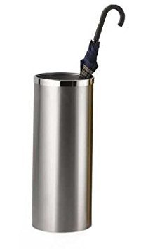 Brelso Super Quality Umbrella Stand, Brushed Stainless Steel, Solid Round, w/Removable Inner Bin (Stainless Steel, 20" Tall)