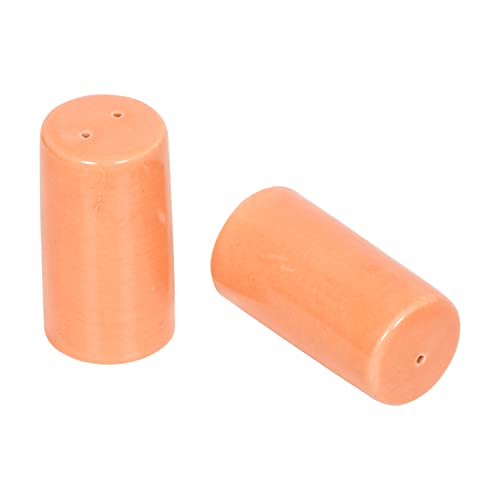 Image of QIMACPLUS Handcrafted Ceramic Salt and Pepper Shaker Set | Perfect Pour Holes for Kitchen, Dining Table, Picnic, Office, Restaurant, and Hotel | Set of 2 (Orange)