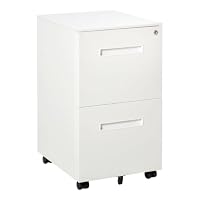 Vinsetto Metal Mobile File Cabinet Lockable 2 Drawer 39 x 48 x 67cm White