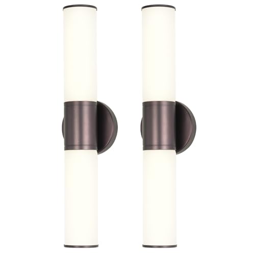 Image of 2-Light Bathroom Vanity Lighting Fixture, Oil Rubbed Bronze Wall Sconce with Opal White Glass, E26 Stocket Indoor Wall Lamp, Modern Mirror Light. 2 Pack