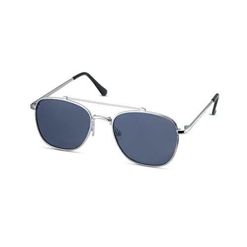 Image of Weatherproof Vintage Designer Sunglasses for Men, UV400 Protection, Durable Metal Square Aviator Frame