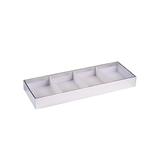 Hammont Four Sectional Tray - 4 Pack of Multi Function Gift Box with Clear Cover | Treat Boxes with Partitions | 11”x3.75”x1.25” (Silver)