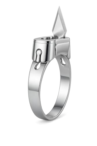 Keenwo Verstellbarer Edelstahlring mit integrierter Funktion – Stilvolles Gadget für Alltag & Outdoor – Unisex Accessoire in modernem Design (Silber)