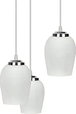 A.S.Decor Modern Fancy Lighting Glass Pendent Celling Lamp Hanging Fitting Colorful and Decorative Hanging Light (Electric,White) 3 Pcs. Lamp Set of - (6)