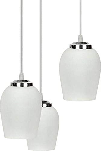 A.S.Decor Modern Fancy Lighting Glass Pendent Celling Lamp Hanging Two Fitting Colorful and Decorative Hanging Light Set of 1 (Electric,White)