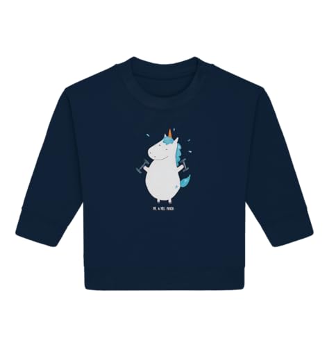 Mr. & Mrs. Panda 12. - 18. Monat Organic Baby Pullover Einhorn Fitness - Geschenk, Pegasus, Sixpack, Einhorn Deko, Gym, Sport, Geräte, Einhörner,