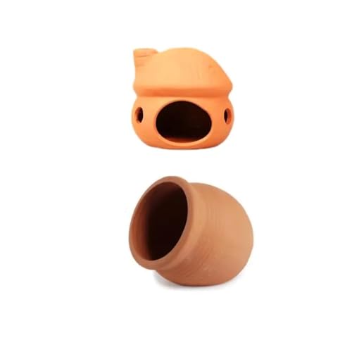 tonntyann 水槽 オブジェ 水槽 装飾 2個セット 癒し水景 素焼きの隠れ家 きのこハウス 家 小屋 隠れ家 ベタ魚の隠れ家 アクアリウム オーナメント 洞窟ミニ シェルター 熱帯魚 水槽 アクセサリー 置物 小型 オブジェ セラミックロックケーブ