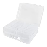 novelinks Clear 4\" x 6\" Photo Organizer with Handle ā 16 Transparent Inner Photo Storage Cases, Portable Picture Keeper & Craft Supply Box ā Holds 1600 Photos-Transparent