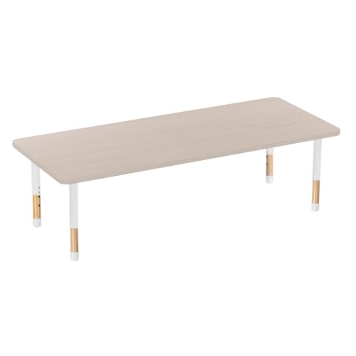 Image of 30 inch x 72 inch Rectangle Kids Classroom Table with Adjustable Chunky Wood Legs
