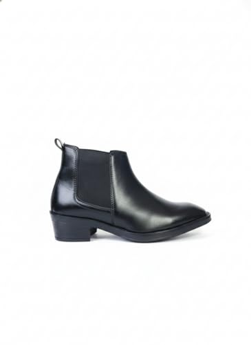 Image of Comforts Men's Classic Chelsea Boots, Leather, High Heel Ankle Boots with Elastic Side Panels