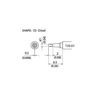 Hakko T30-D1 1mm x 6.5mm Micro Chisel Tip
