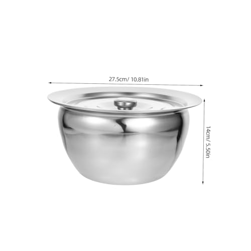 Tazón grande de acero inoxidable con tapa 9 pulg para cocina miniatura 2