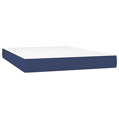 Ziaphsol Boxspringbett mit Matratze, Blau 140x190 cm Stoffbezug, Komfortables Schlafzimmer Möbel Set, Höhenverstellbares Kopfteil, Taschenfederkernmatratze, Mittelharte Unterstützung – Bild 7