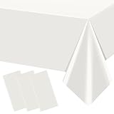 YIDAKO 3Pcs 54 x 108 Inch White Rectangle Tablecloth,Disposable Plastic Table Cloth,Waterproof White Table Cover for Graduation Birthdays Weddings Anniversary Party Decorations