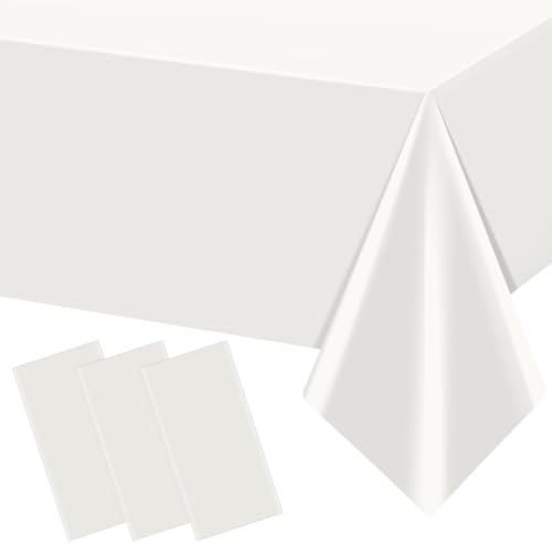 Nappe blanche jetable rectangle 137x274 cm en plastique imperméable - Lot de 3 - 2