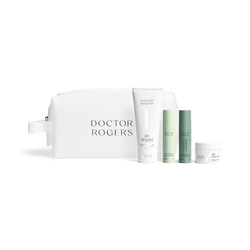 Doctor Rogers Travel Size Starter Set 4-Piece Skincare Routine with Face Wash Face Cream Day Preventive & Night Repair Treatments + Reusable Bag Award-Winning Dermatologist-Developed Skincare Kit