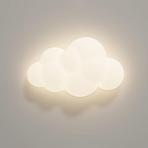 ADYOLTB Appliques murales de décoration pour enfants pour chambre à coucher 10W Dimmable LED applique murale lait blanc mignon étoile nuage lumière...