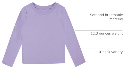 Image of BTween Girls 4 Pack Long Sleeve Graphic T-Shirts Cotton Blend, Fun Vibrant Designs