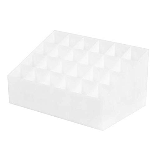 Preisvergleich Produktbild Lippenstifthalter - 24 Grid Lippenstifthalter Kunststoff Kosmetik Organizer Lippenstifte Display Rack Tragbare Make-up Aufbewahrungsbox - Weiß