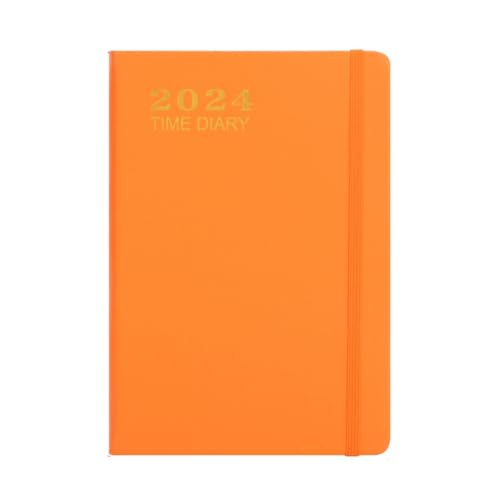 Bskivd 2024 ポケット プランナー カレンダー 2024 、ウィークリー マンスリー プランナー ポケット付き、伸縮性のある開閉、メモ ページ、マンスリー タブ 丈夫で使いやすい オレンジ