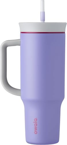Image of Owala Stainless Steel Triple Layer Insulated Travel Tumbler with Spill Resistant Lid,Straw,and Carry Handle,BPA Free,40 oz,Light Purple (Whimsical Daydream),(Pack of 6)