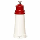 Fletchers' Mill Lighthouse Pepper Mill, White/Red - 6 Inch, Adjustable Coarseness Fine to Coarse, MADE IN U.S.A.