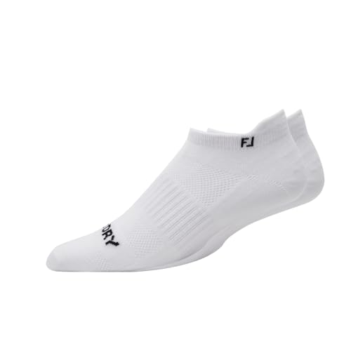 FootJoy Women's ProDry Lightweight Roll Tab Socks, White, Fits Shoe