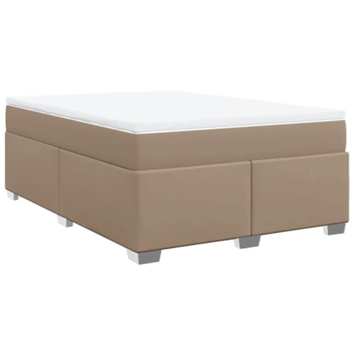 vidaXL Boxspringbett, Bett mit Matratze, Polsterbett Doppelbett für Schlafzimmer, Bettgestell mit Lattenrost, Cappuccino-Braun 160x200cm Kunstleder vidaXL Boxspringbett, Bett mit Matratze, Polsterbett Doppelbett für Schlafzimmer, Bettgestell mit Lattenrost, Cappuccino-Braun 160x200cm Kunstleder