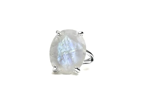 Bague Pierre de Lune Argent anti-ternissement, bague ovale de qualité