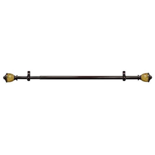 Image of Decorative Window Curtain Rods with Finials, 48 to 86 Inches, 0.75 Diameter - Camino Lincroft - Lightweight & Easy to Install, Adjusts Telescopically to Fit Any Window by Achim Home Decor